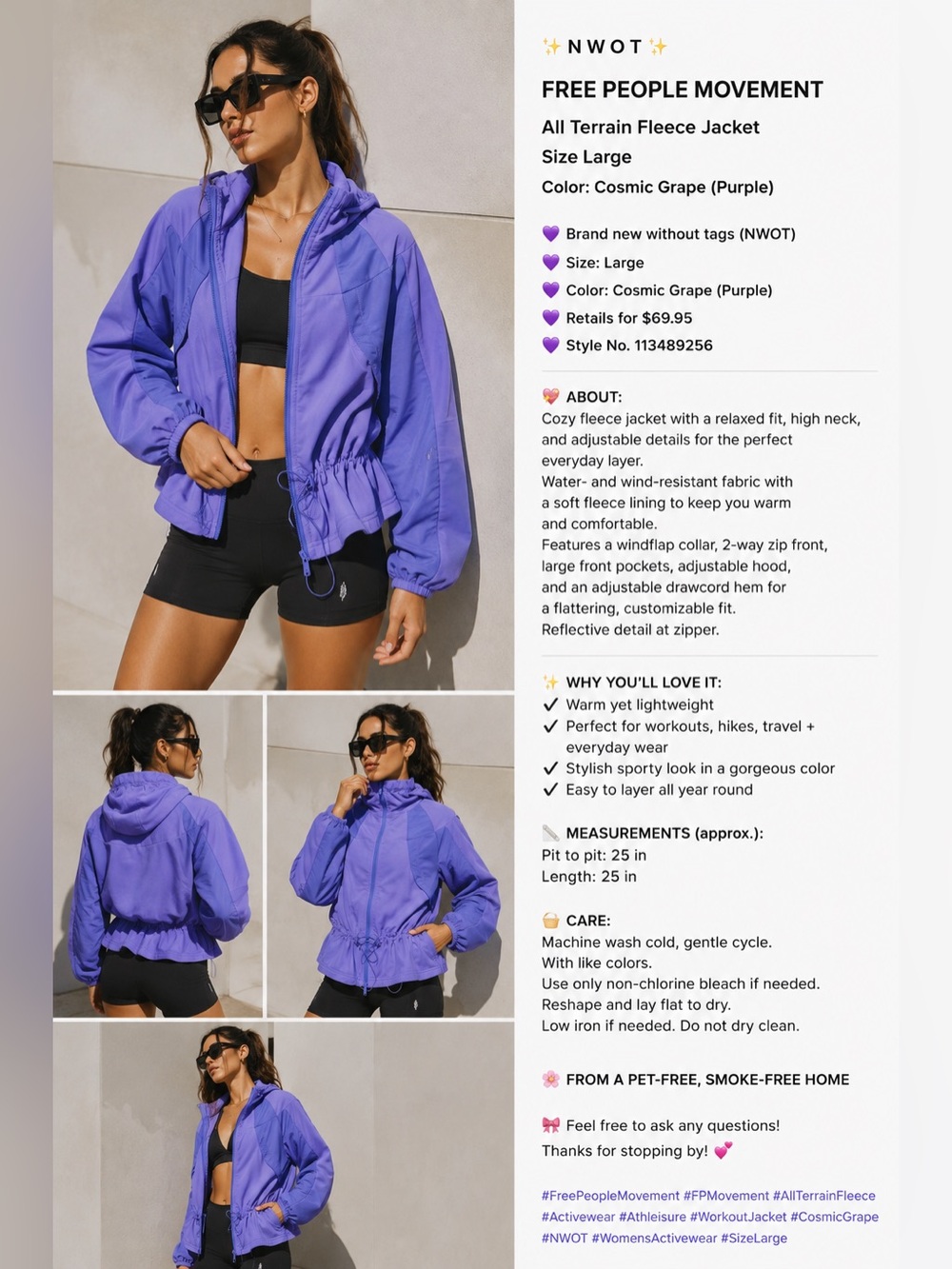 Free People All Terrain Fleece Jacket — Cosmic Grape Purple